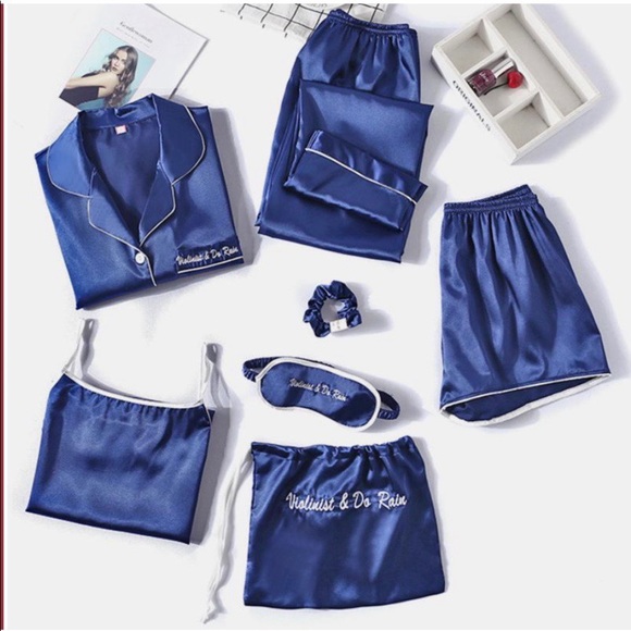 7 PIECE SATIN SILK PJ SET - Picture 3 of 16